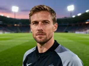 Harry Kane w pełnym skupieniu biegnie po murawie stadionu podczas profesjonalnego meczu piłkarskiego.